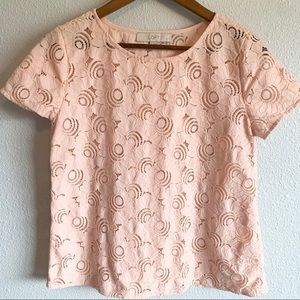 LOFT Women’s Lace Top Blush Pink Small
